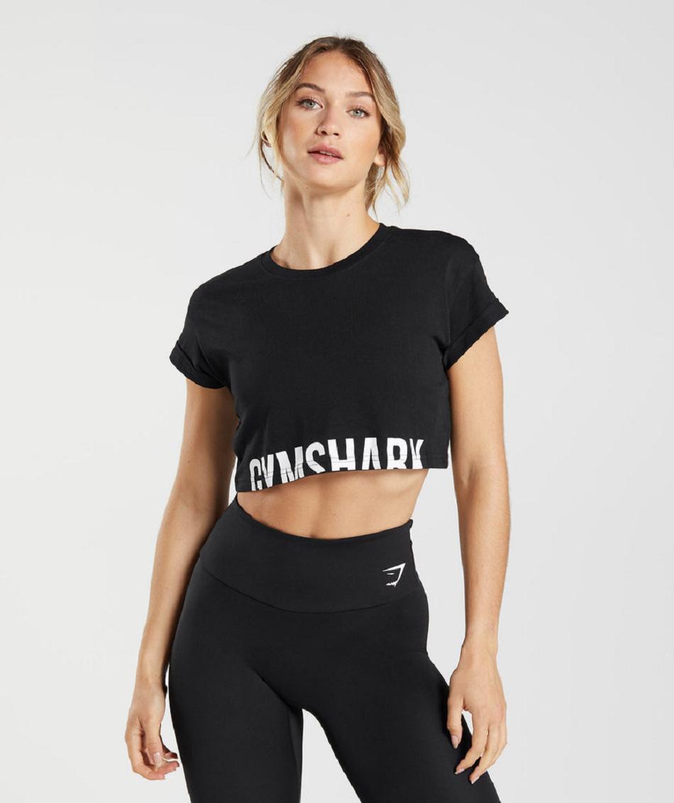 Corp Tops Gymshark Fraction Mujer Negras | CO 2427BEX